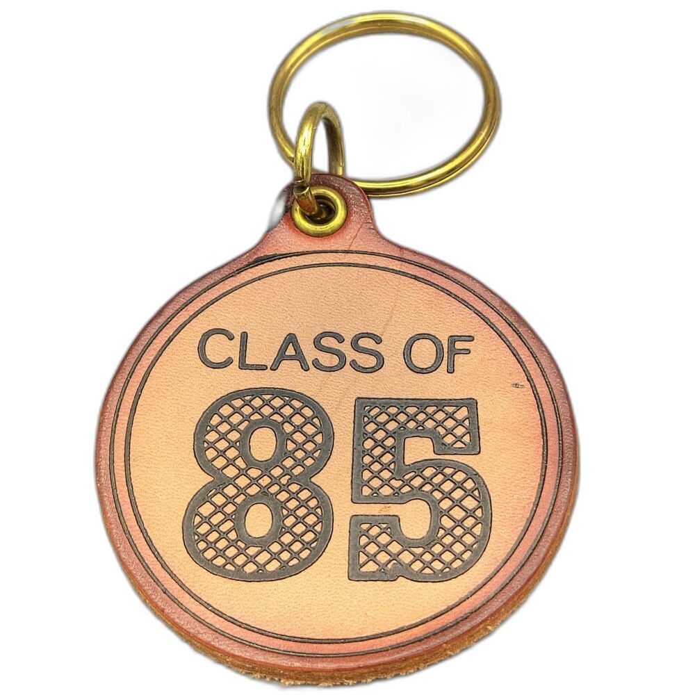 Class Of 85 Keychain Vintage Key Ring Fob 1985 80s School Graduation Leather